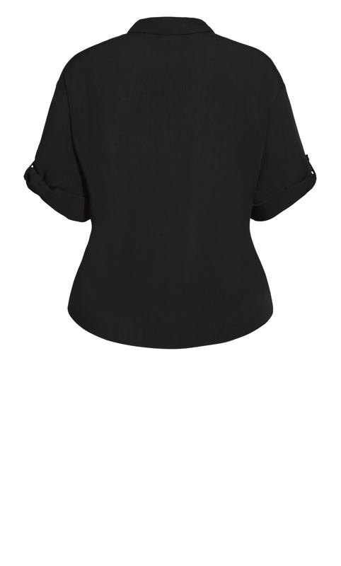 City Chic Black Oversized Tie Front Shirt 5