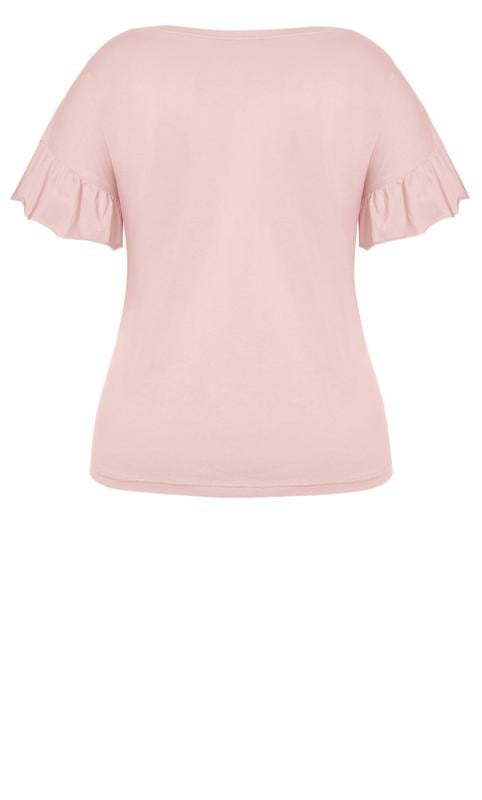 Evans Pale Pink Frill Sleeve T-Shirt 5