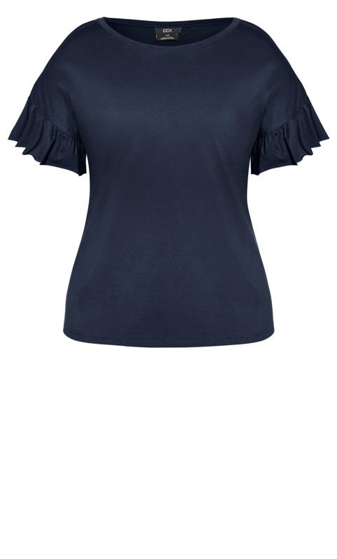 Evans Navy Top with Ruffle Sleeves 4