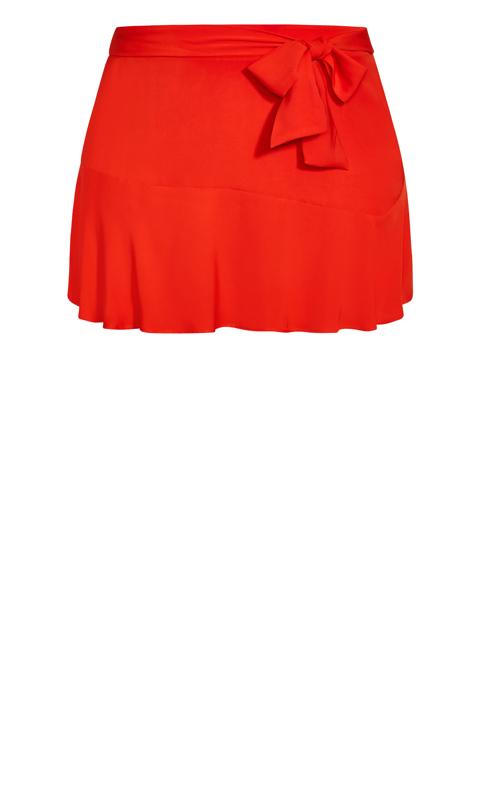 Plus Size Red Orange Summer Ruffle Skort  4