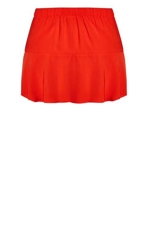 Plus Size Red Orange Summer Ruffle Skort  5