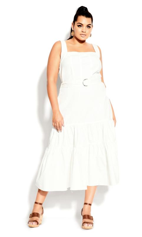White Ivory Denim Thrills Maxi Ruffle Tiered Dress 2