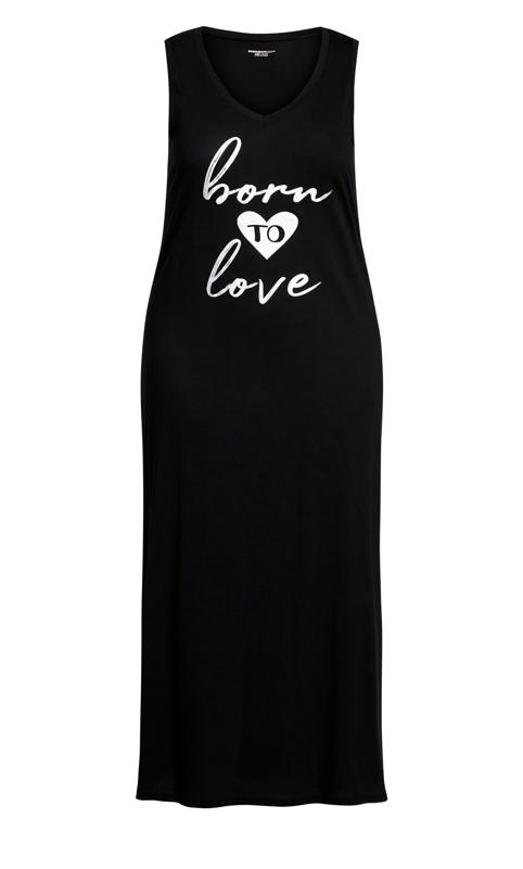 Love Heart Black Maxi Sleep Dress 3