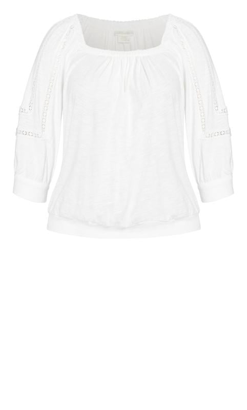 Evans Ivory Crochet Sleeve Embroidered Top 4