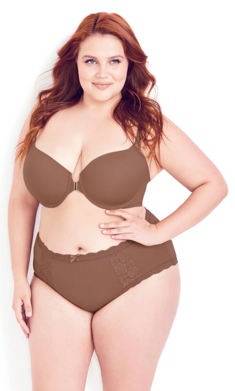 Hips & Curves Brown Front Fastening T-Shirt Bra 1