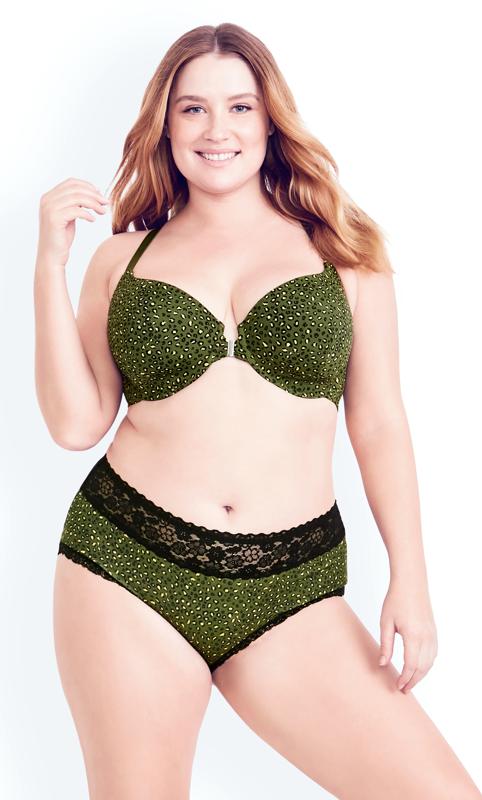Plus Size  Hips & Curve Green Front Fastening T-Shirt Bra