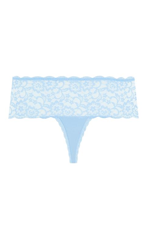 Hips & Curves Blue Lace Trim Cotton Thong 4