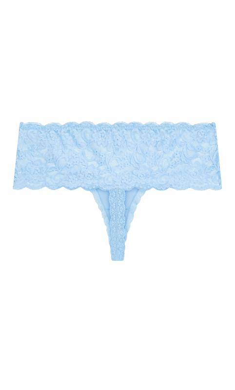 Hips & Curves Blue Lace Trim Cotton Thong 5