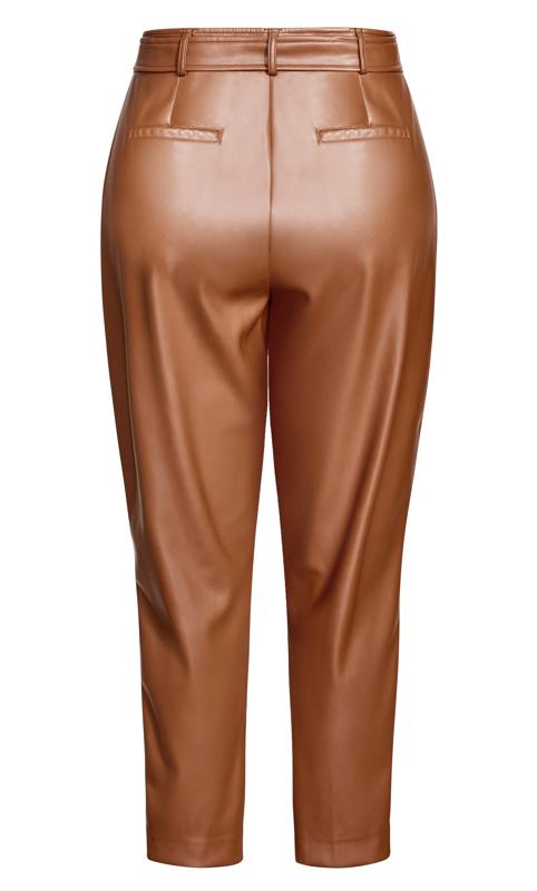 Evans Brown Faux Leather Belted Staight Leg Trousers 5