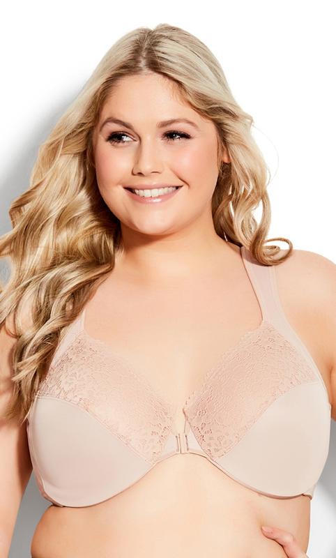 Evans Nude Underwired Full Cup Bra with Lace 1