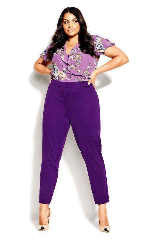 Plus Size  City Chic Purple Straight Trousers