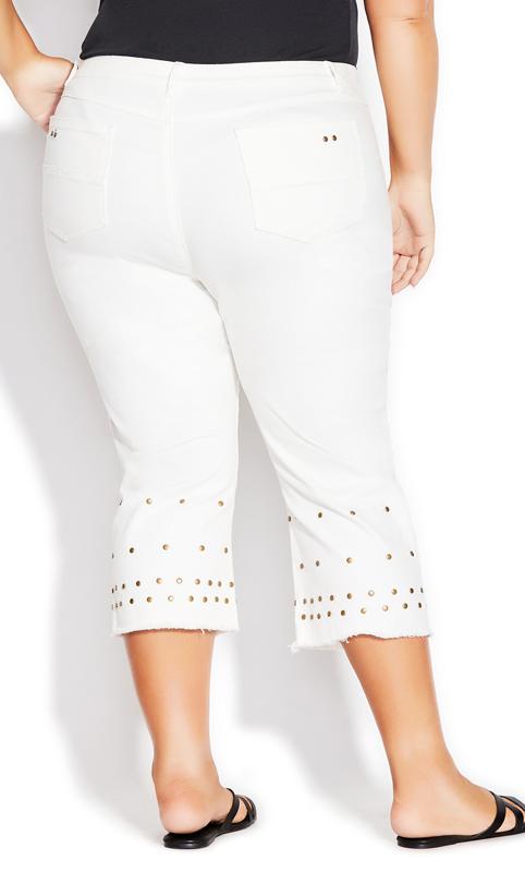 Avenue White Jada Stud Cropped Jeans 4