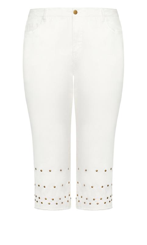 Avenue White Jada Stud Cropped Jeans 6