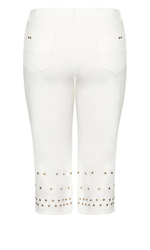 Avenue White Jada Stud Cropped Jeans 7