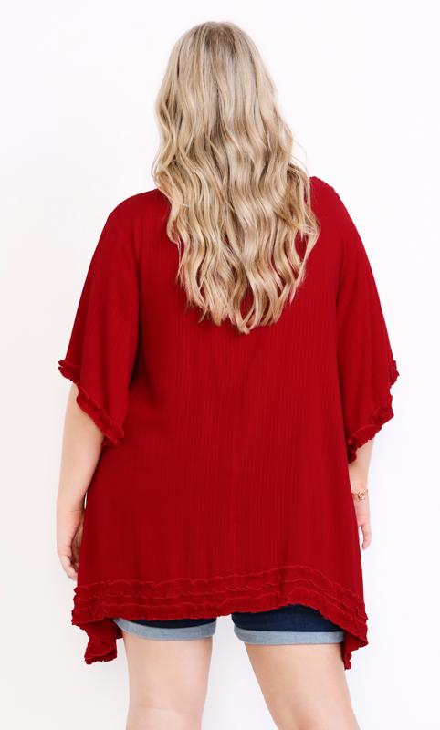 Evans Red High Low Frill Trim Top 4