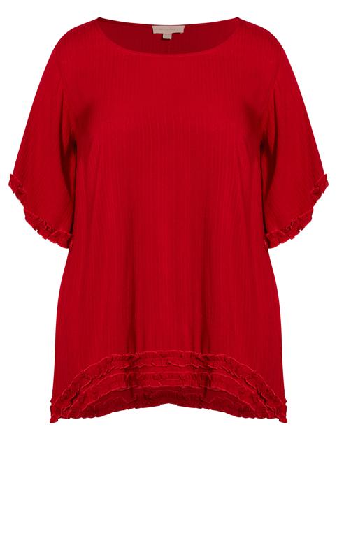 Evans Red High Low Frill Trim Top 6