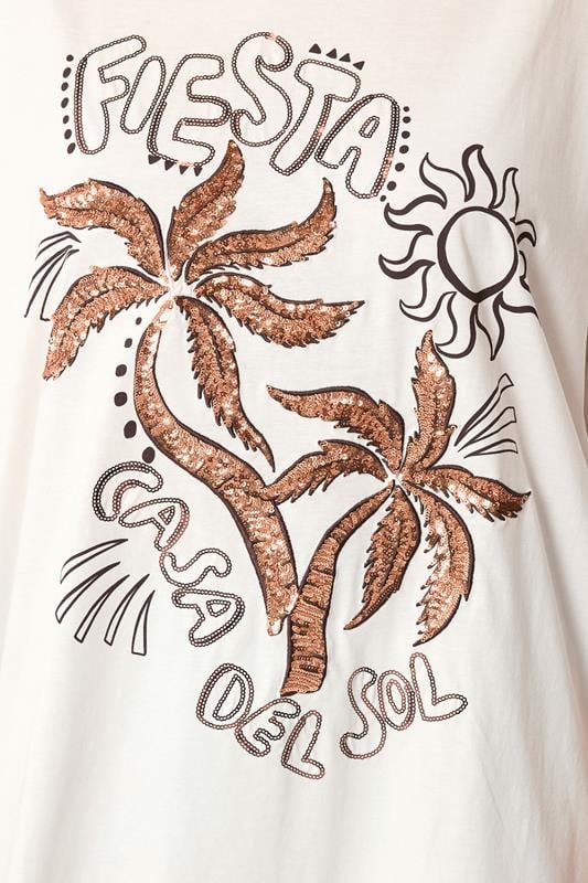 YOURS Plus Size White Embellished Oversized T-shirt | Yours Clothing 4