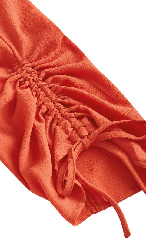 City Chic Coral Orange Ruched Sleeve Wrap Top 6