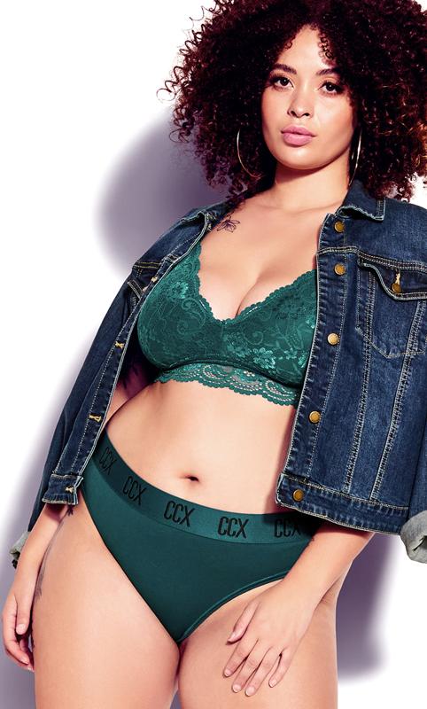 Plus Size  City Chic Forest Green Lace Bralette