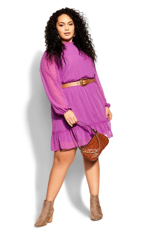 Plus Size  City Chic Purple Dobby Tiered Dress