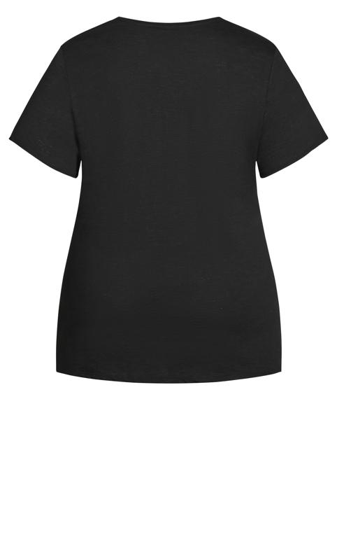 Evans Black Sparkle Neckline T-Shirt 8