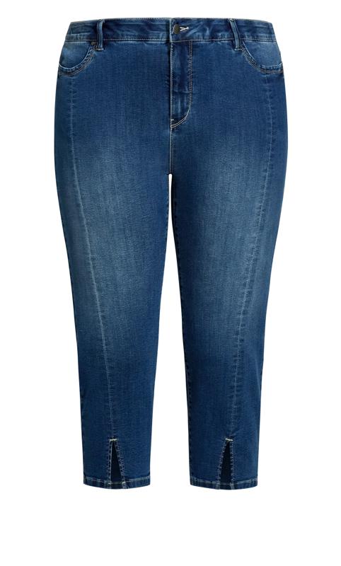 Evans Blue Mid Wash Split Cropped Jeans 6