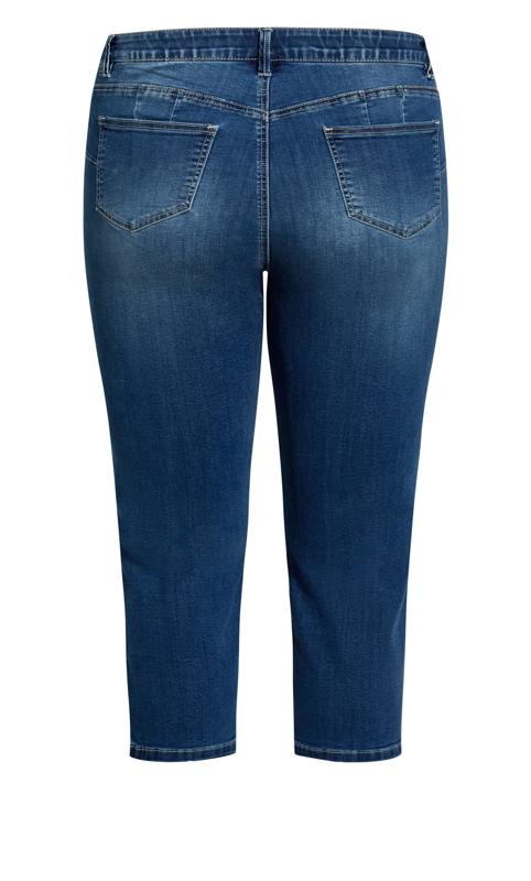 Evans Blue Mid Wash Split Cropped Jeans 7