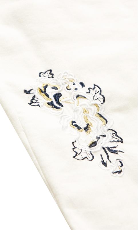 Embroidered White Turn Up Denim Crop 8