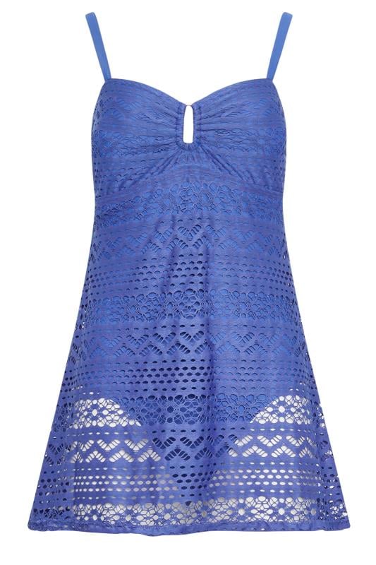 LTS Tall Womens Blue Crochet Swim Dress | Long Tall Sally 6