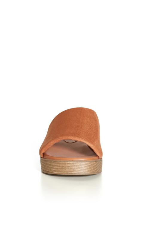 Evans WIDE FIT Tan Faux Leather Sliders 5