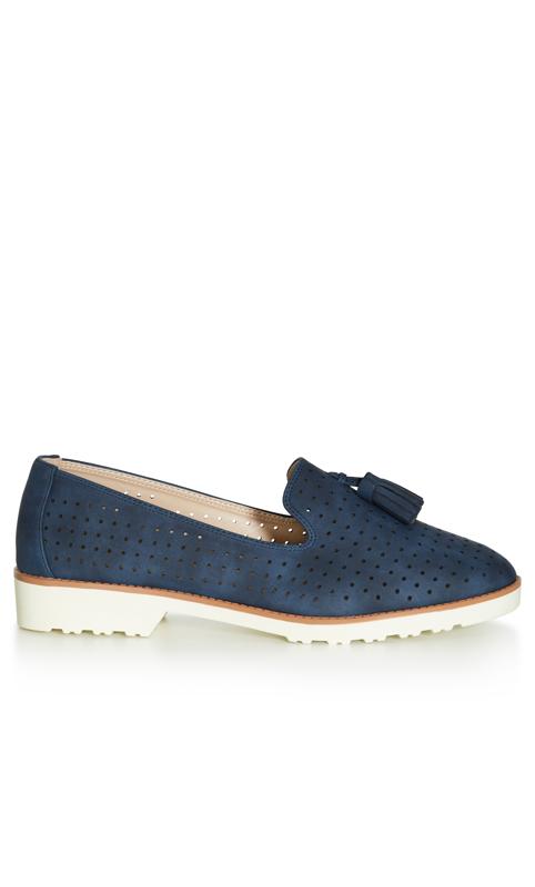 Wide Fit Perforated Loafer Navy 2