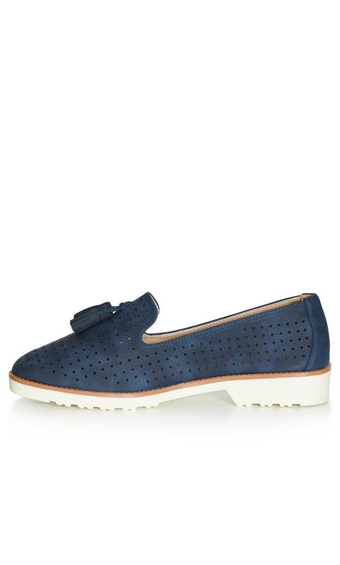 Wide Fit Perforated Loafer Navy 4