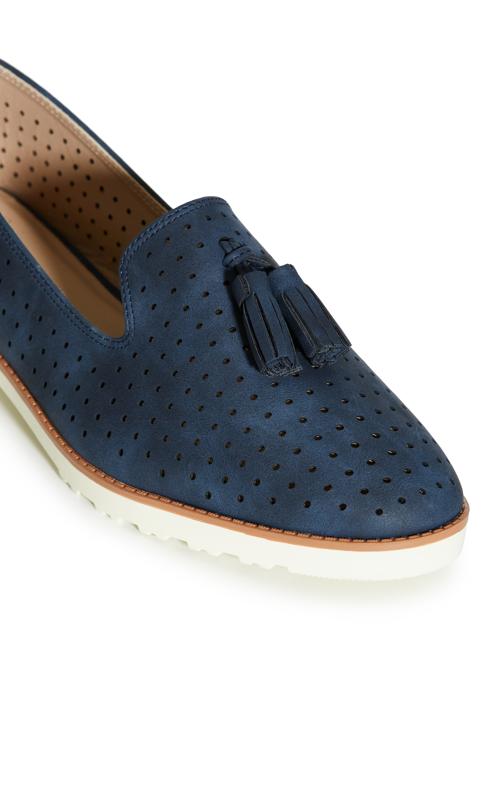 Wide Fit Perforated Loafer Navy 7
