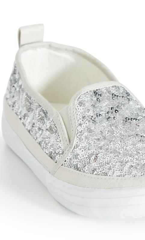 Wide Fit Sequin Slip On Silver 6