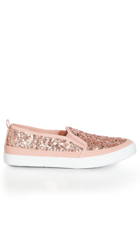 Wide Fit Sequin Canvas Flat Pink 2