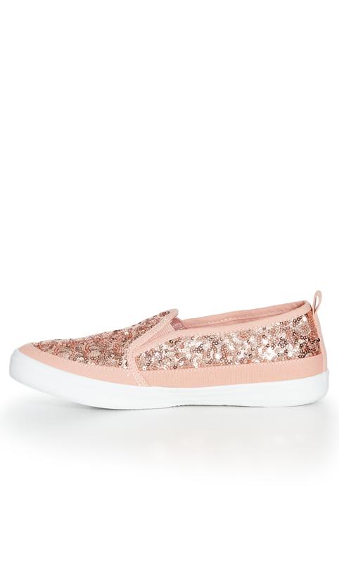 Wide Fit Sequin Canvas Flat Pink 4