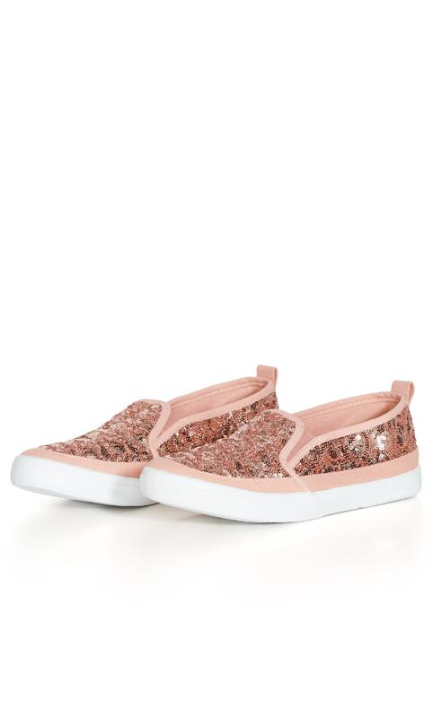 Wide Fit Sequin Canvas Flat Pink 6