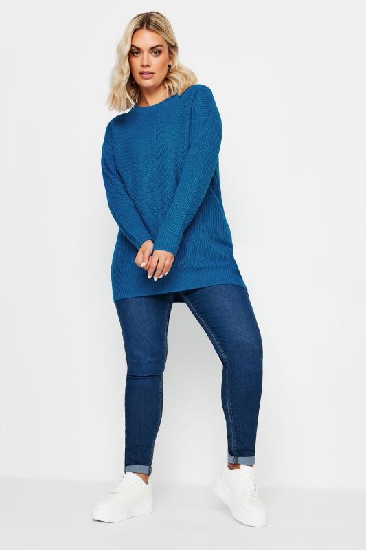 YOURS Plus Size Cobalt Blue Essential Long Sleeve Knitted Jumper | Yours Clothing 2