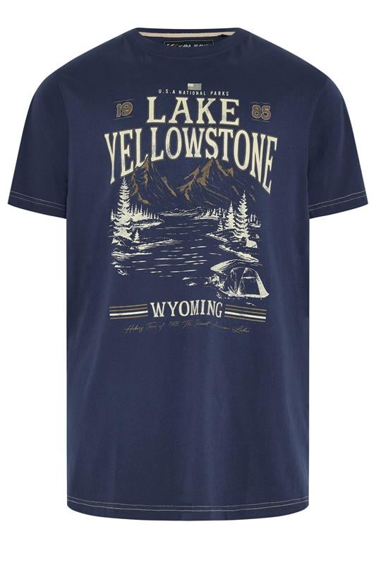 KAM Big & Tall Navy Blue Lake Yellowstone Graphic T-Shirt | BadRhino 1