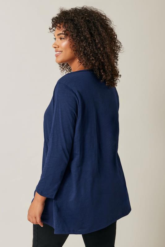 Evans Navy Blue Frill Long Sleeve T-Shirt 3