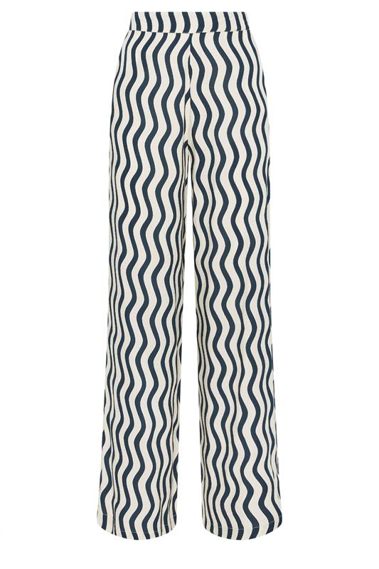 LTS Tall Navy Blue Wavy Print Wide Leg Trousers | Long Tall Sally 6