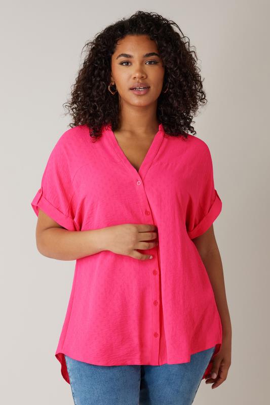 Plus Size  EVANS Curve Pink Short Sleeve Blouse