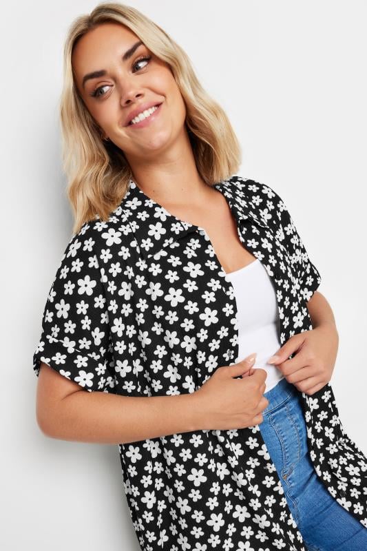 YOURS Plus Size Black Floral Print Short Sleeve Shirt | Yours Clothing 4