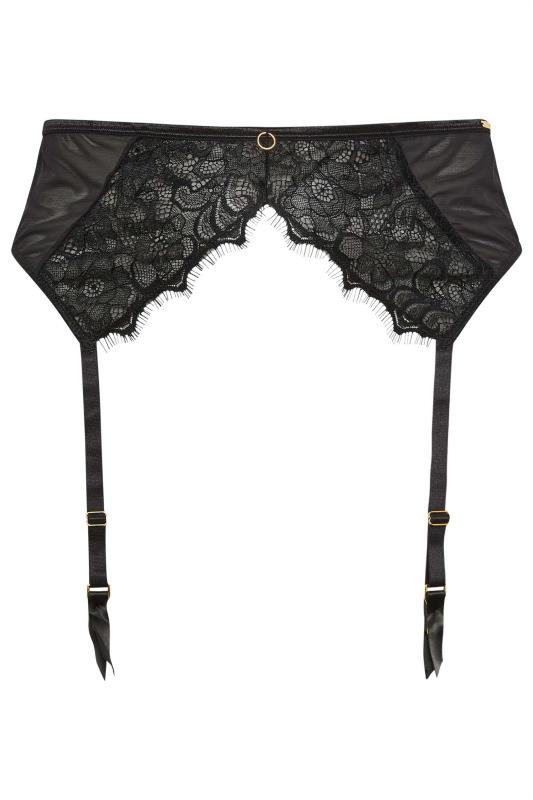 YOURS Curve Black Mesh Lace Detail Suspender Belt | Yours Clothing 5