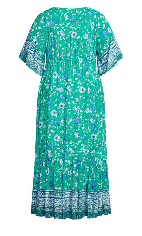 Evans Teal Green Floral Border Print Maxi Dress 4