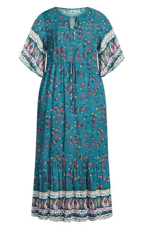 Avenue Blue Floral Paisley Border Maxi Dress 3