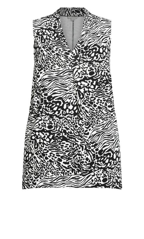 Evans Black & White Mixed Animal Print Sleeveless Shirt 5