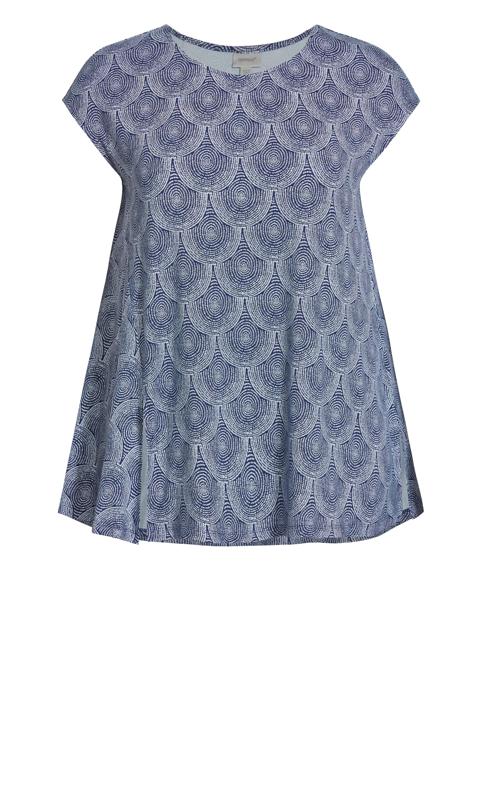 Evans Blue Cirlcle Print Split Hem Short Sleeve T-Shirt 5