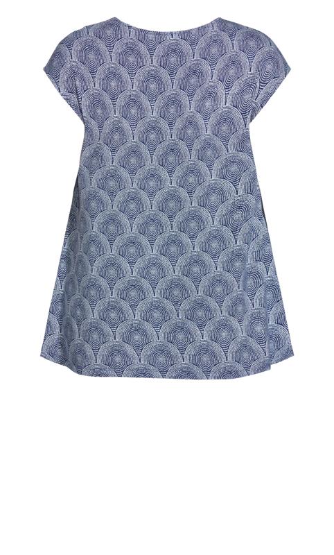 Evans Blue Cirlcle Print Split Hem Short Sleeve T-Shirt 6