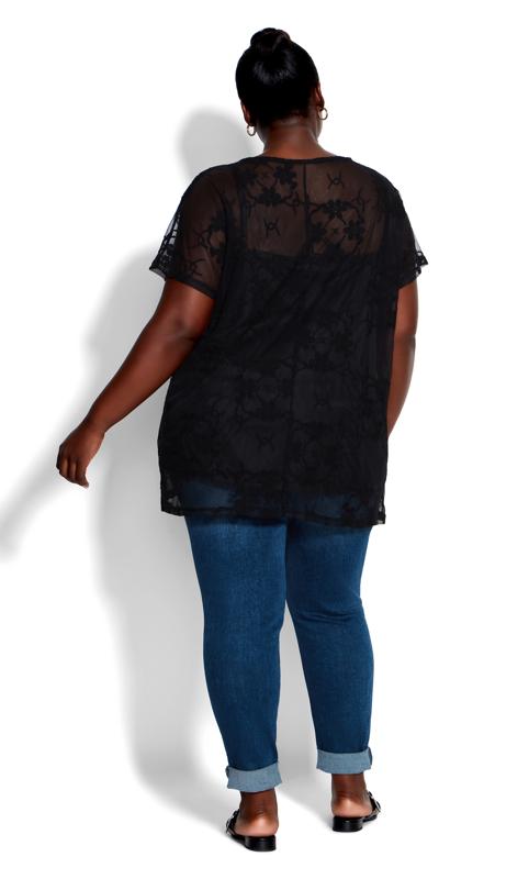 Evans Black Floral Embroidered Layered Cami Blouse 4